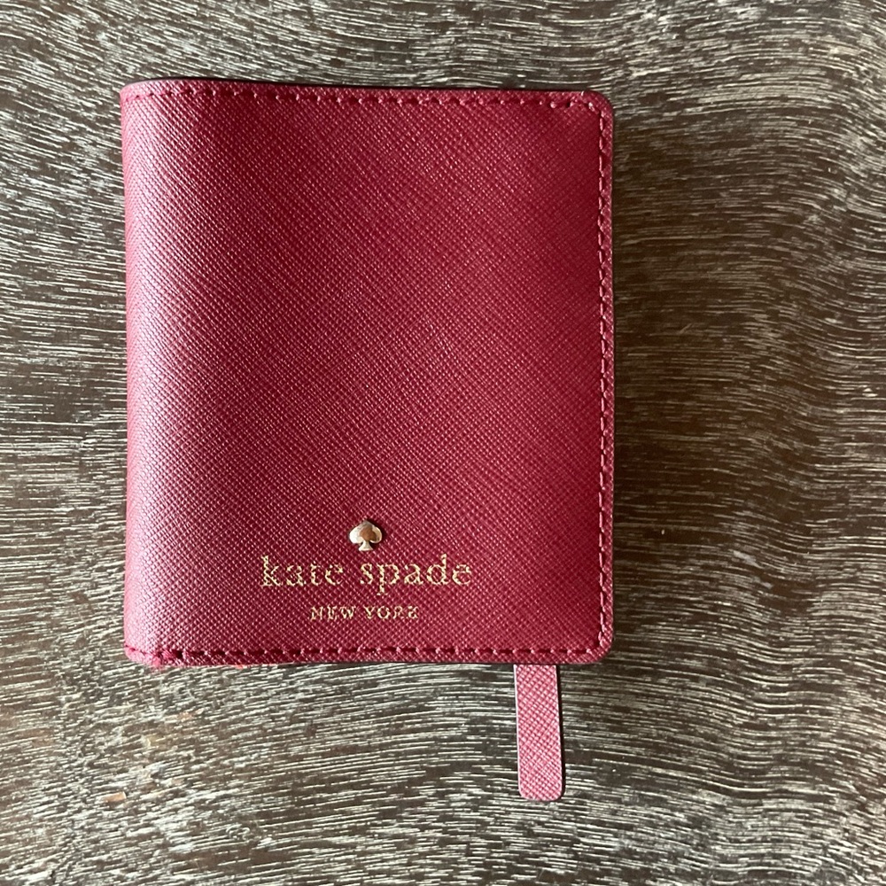 Kate Spade small bifold wallet in burgundy